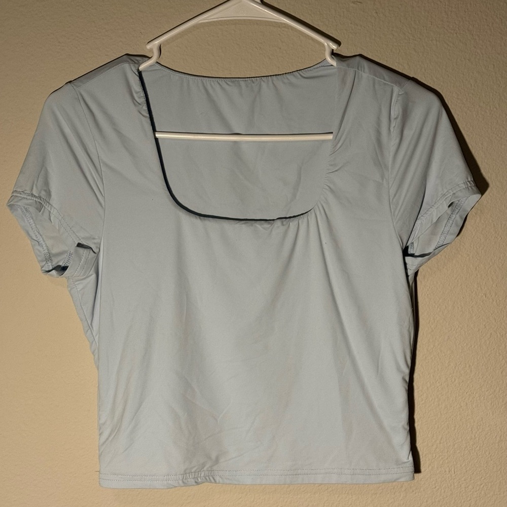 Light Blue Square-Neck Top